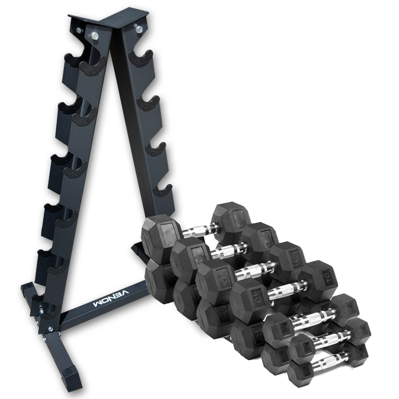 Pair Dumbbell Set A-Frame Storage Rack Package