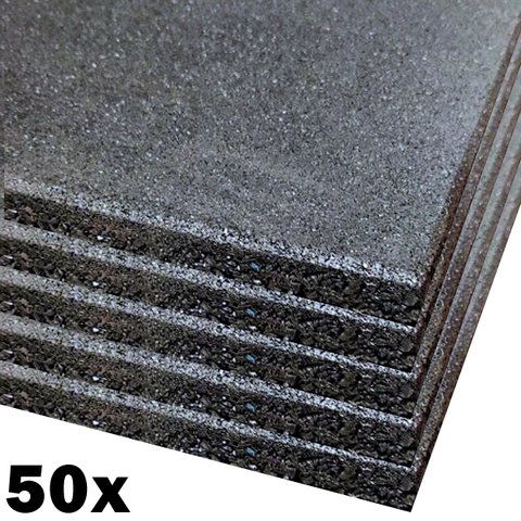50x 15mm Rubber Floor Tile Gym Mat (1m x 1m) (Black) Package