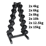 Dumbbell Set & Storage Rack Package (4kg-15kg)
