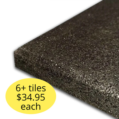 15mm Black Rubber Tile / Gym Mat (Commercial Grade High Density) (1m x 1m)