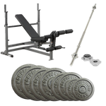 BodySolid Bench Press + 65kg Plate and 7ft Barbell package