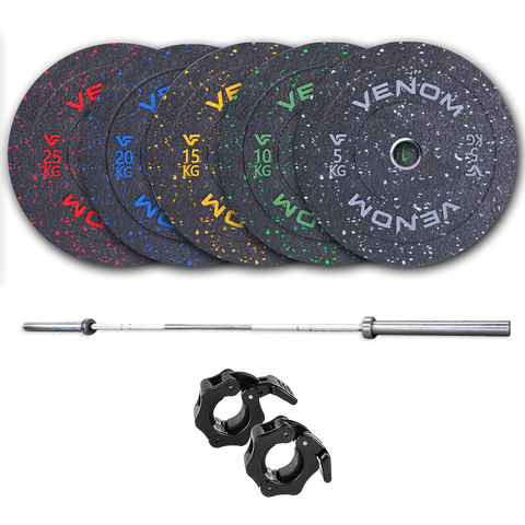 170kg Bumper Plate and Barbell Package