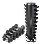 1-10kg Rubber Hex Dumbbell and Vertical Storage Rack