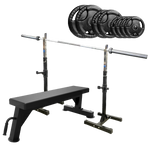 Flat Bench Press with Squat Stands and 100kg Weight Package