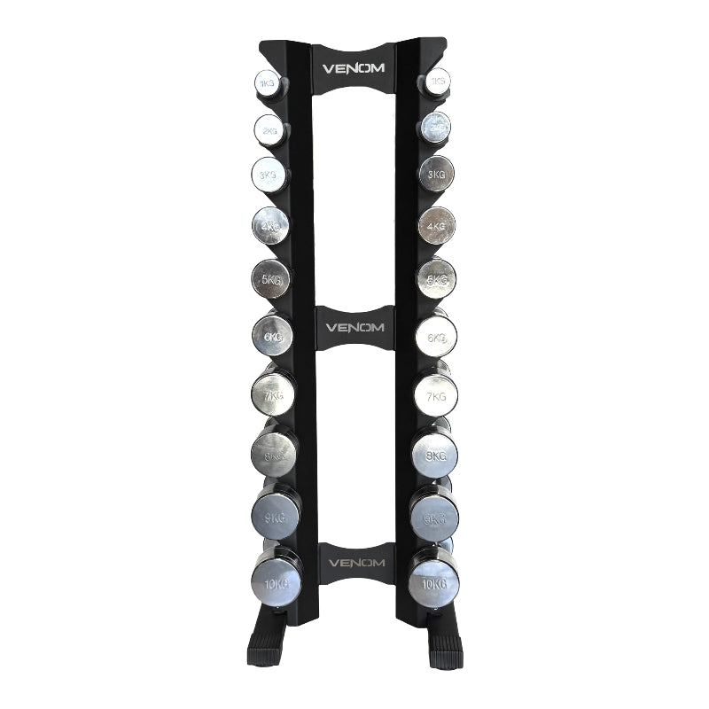 Chrome Dumbbell Set 1kg-10kg with Storage Rack