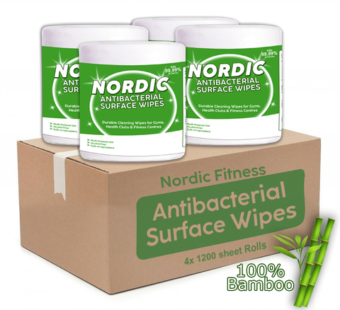 Antibacterial Gym Wipes (100% Bamboo) (Box of 4 Rolls)
